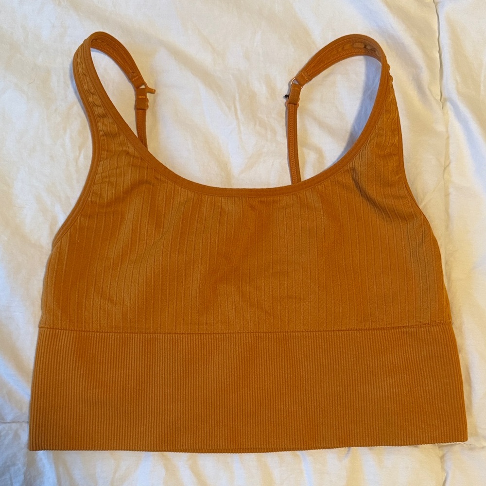 PINK Victoria's Secret Ribbed Scoop Neck Bralette in Rust